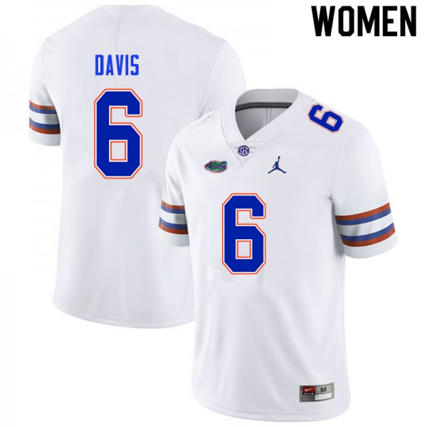 Women #6 Shawn Davis Florida Gators College Football Jerseys White